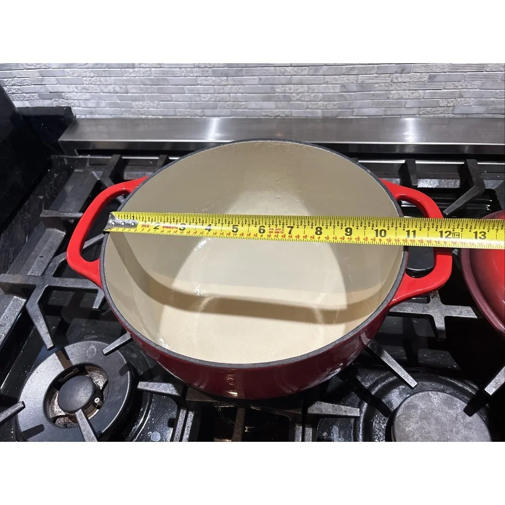Vintage Lodge Red Color 6-qt. Enameled Cast Iron Dutch Oven